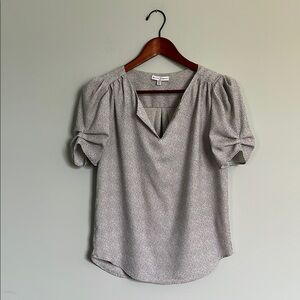 Maison d’ Amelie Paris Polka Dot Puffed Short Sleeve Blouse Pleated Details XS